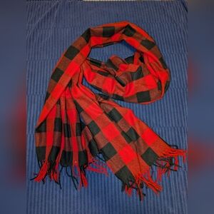 Red and Charcoal Checkered Scarf